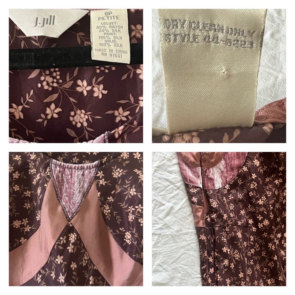 J. Jill Silk Blend Floral Babydoll Sleeveless Knee Length Dress Size 8 Petite - Picture 8 of 10